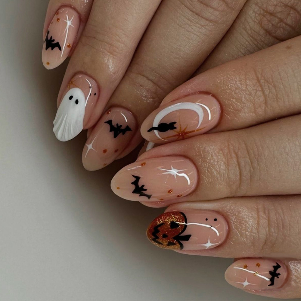 Nail Art Press On - 24 Stück einfache Mandel-Nägel zum Aufdrücken,