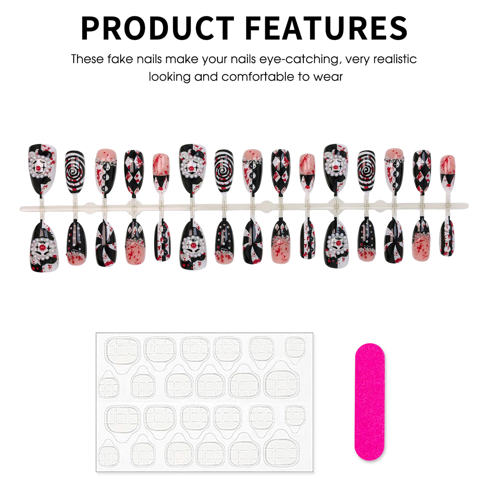 30 Stück Lustige Dunkle Clown  – Nail Art Press On Bewertung und Preis