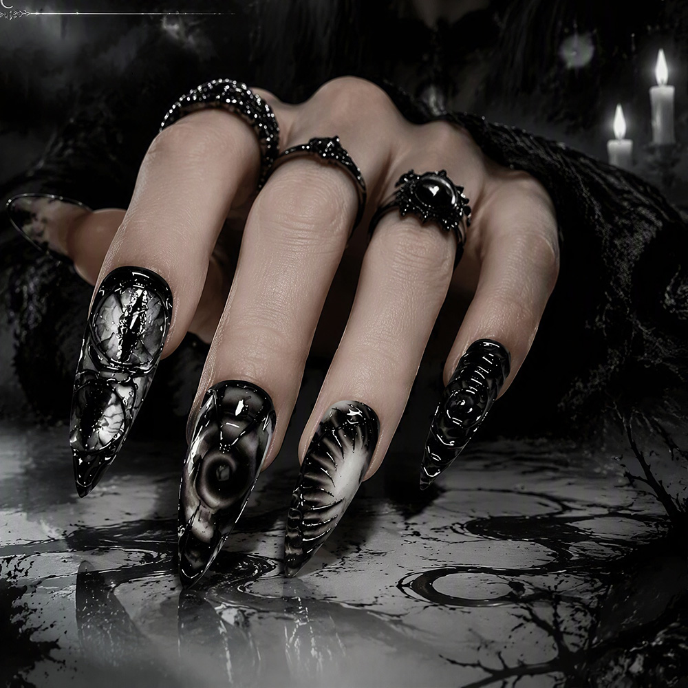 Stiletto Gothic Press-On-Nägel – Nail Art Press On Bewertung und Preis